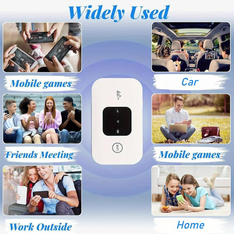 4G LTE Mobile Hotspot Device Portable Travel Router SIM Card Router Unlocked Hotspot Router, Supports 8 to 10 Users, Stable, Suitable for Home Office Travel (SIM Card Not Included)