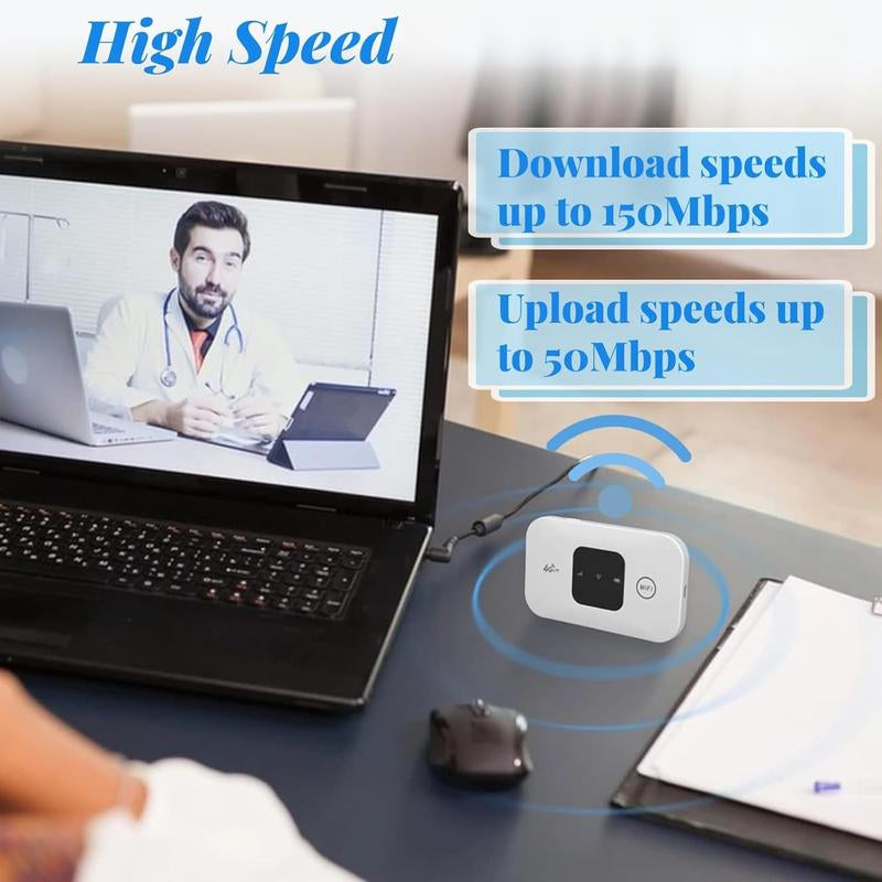 4G LTE Mobile Hotspot Device Portable Travel Router SIM Card Router Unlocked Hotspot Router, Supports 8 to 10 Users, Stable, Suitable for Home Office Travel (SIM Card Not Included)