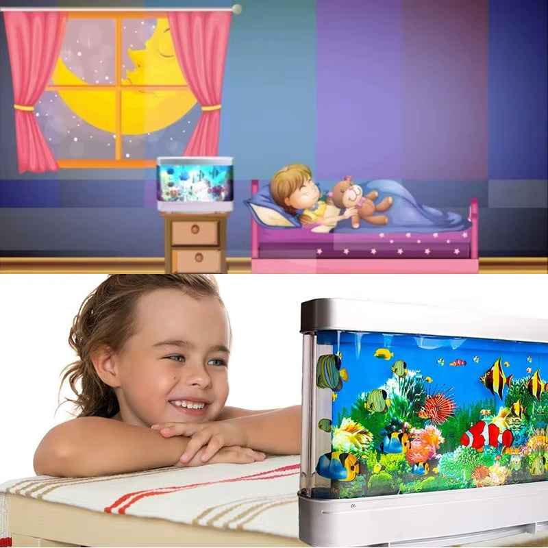 Artificial Tropical Fish Tank Lamps Aquarium Decor Virtual Ocean in Motion Night Light for Children Halloween Christmas Gift Toy