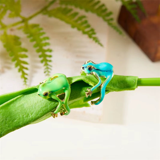 1 PC Enamel Frog Open Ring for Women Men Finger Jewelry Animal Fancy Party Wedding Office Accessories Lovely Blue Green Gifts