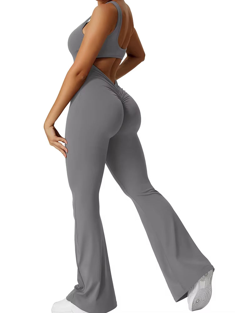 2025 Summer New Women'S Slim Hip Lift Backless Bodysuit Sexy Hottie Pullover Bodysuit Sports Yoga Wear