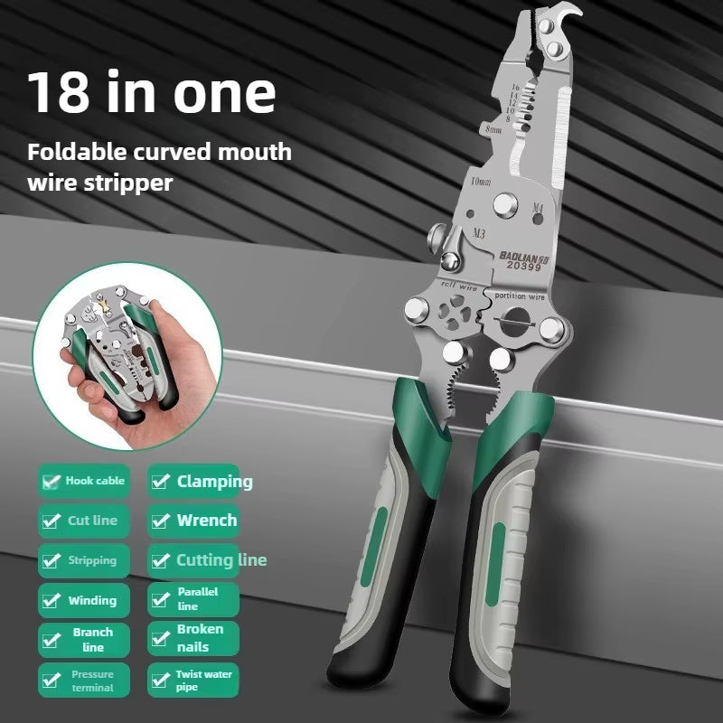 Multi Functional Foldable Electrician Specific Wire Cutting Pliers, Wiring and Pulling Pliers, Wire Splitting and Pressing Plier