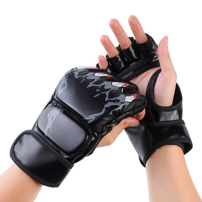 [1 Pair MMA Boxing Gloves] 1 Pair MMA Boxing Gloves, Half Finger Punching Gloves, Training Mitts, Halloween Gifts