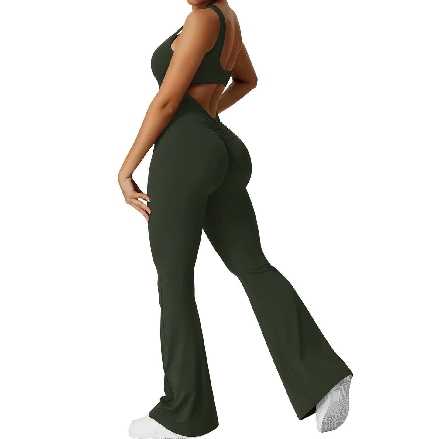 2025 Summer New Women'S Slim Hip Lift Backless Bodysuit Sexy Hottie Pullover Bodysuit Sports Yoga Wear