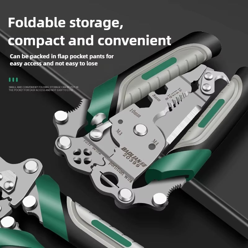 Multi Functional Foldable Electrician Specific Wire Cutting Pliers, Wiring and Pulling Pliers, Wire Splitting and Pressing Plier